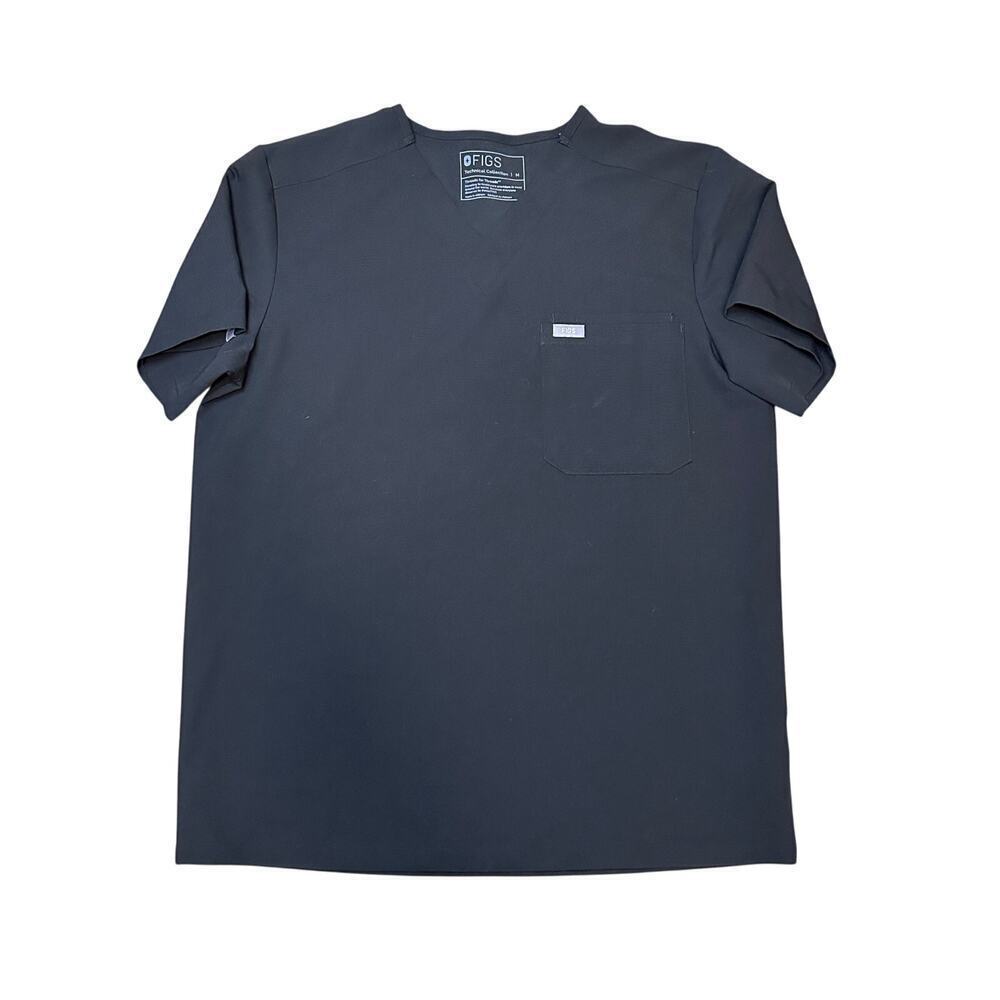 Figs Leon Three-Pocket‎ Scrub Top (BLACK)